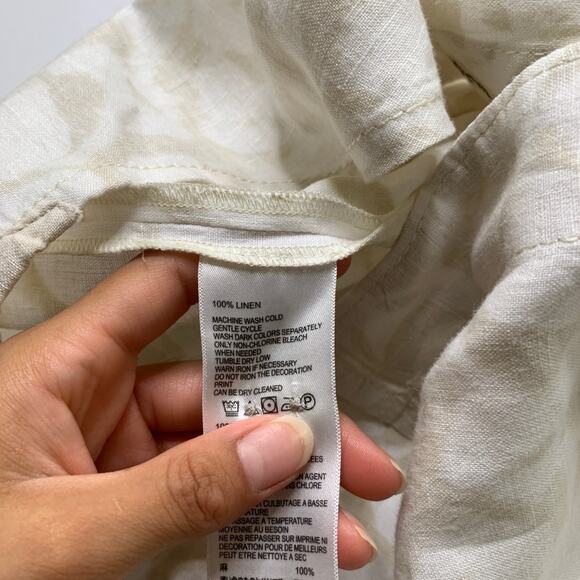 Tommy Bahama Shirt Mens L White Parchment Linen Relax Island Modern Fit Printed - Picture 9 of 12